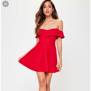 Missguided Red Wrap Skater Dress